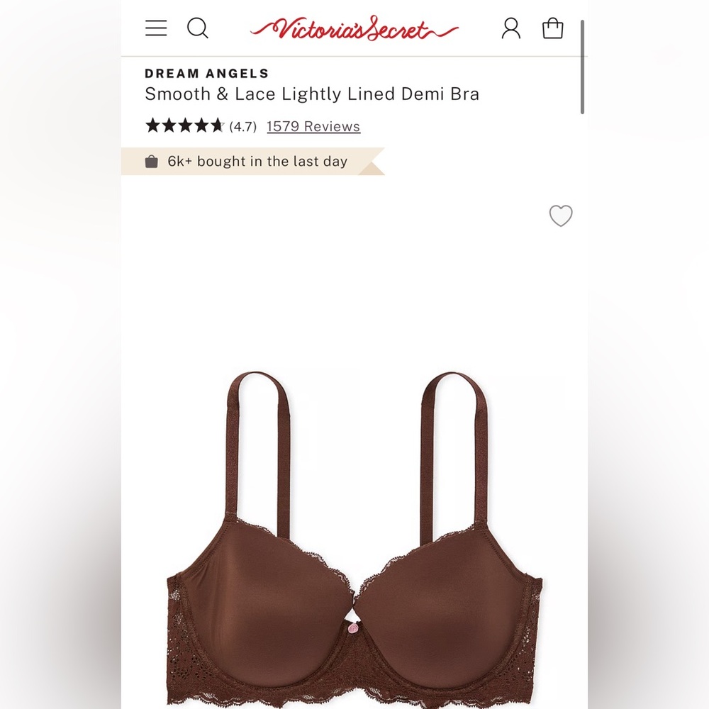 Victoria's Secret Dream Angels Smooth & Lace Bra (Light Maroon)